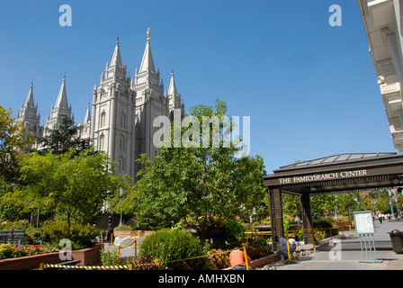 The Mormon Family research and history center in Salt Lake City Utah UT and The Church of Jesus Christ of Latter day Saints Stock Photo