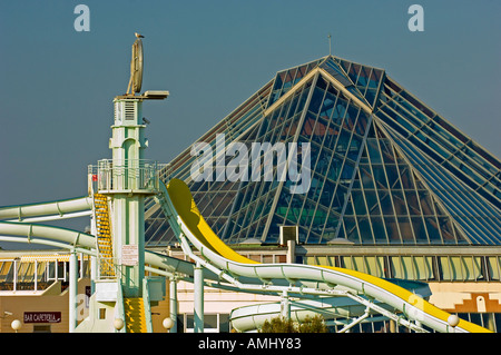 Aqualud water activity centre on the beach at Le Touquet France