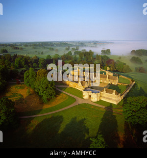 Rockingham Castle built by William the Conqueror UK aerial view Stock Photo