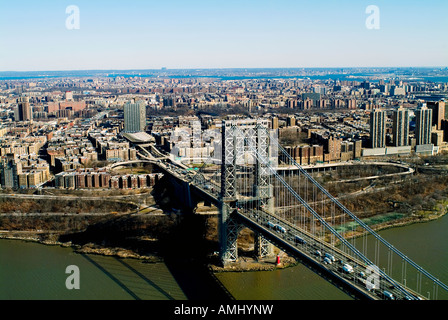 aerial view above George Washington bridge, Manhattan, New York city Stock Photo