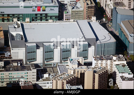 aerial view above Moscone West Convention Center San Francisco California Stock Photo