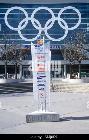 Olympic rings on side of Delta Center during 2002 Winter Olympics Salt ...