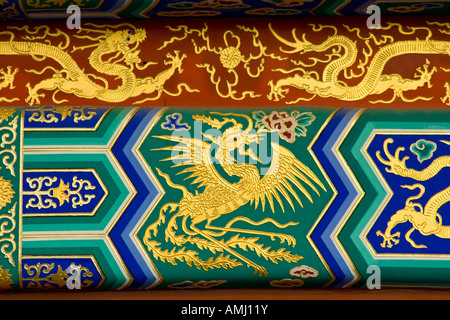 Ornate Dragon and Phoenix Detail on the Temple of Heaven Beijing China Stock Photo