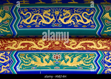 Ornate Dragon and Phoenix Detail on the Temple of Heaven Beijing China Stock Photo