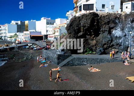 Spanien, El Hierro, La Restinga, Strand in der Hafenbucht Stock Photo