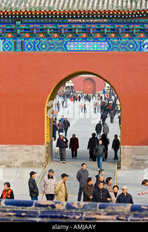 Tourists Crowd the Temple of Heaven Beijing China Stock Photo