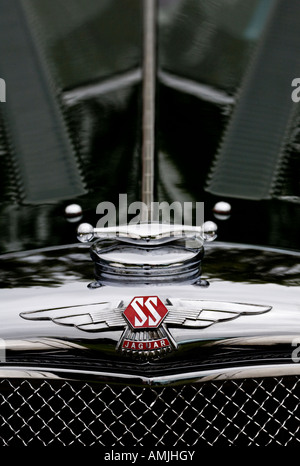 Jaguar SS series bonnet badge. Stock Photo