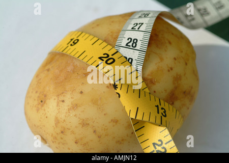 Fresh Organic Potato Centimeter Tape Measure Stock Photo 43069972