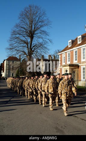 The Rifles an elite rifle regiment Parade along Cathedral Close in Salisbury Wiltshire England Stock Photo