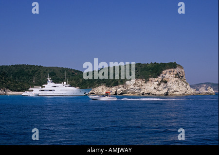 boats on the waters of Antipaxos Island Ionian sea Greece Stock Photo