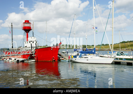 Strangford Lough, at Killinchy, Co. Down, Ireland. Lightship Petrel now called Ballydorn used as yacht clubhouse and restaurant Stock Photo