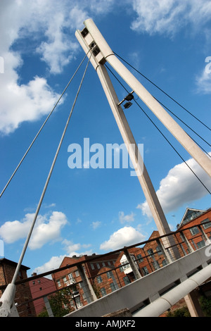 Centenary Bridge over the River Aire from Brewery Wharf to The Calls in Leeds West Yorkshire England Stock Photo