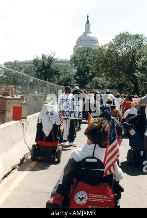People with disabilities marching to the U.S. Capitol as a part of the ADAPT March on Washington disability civil rights event Stock Photo