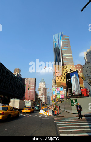 The view up Eighth Avenue off of Times Square The Westin Hotel Stock Photo