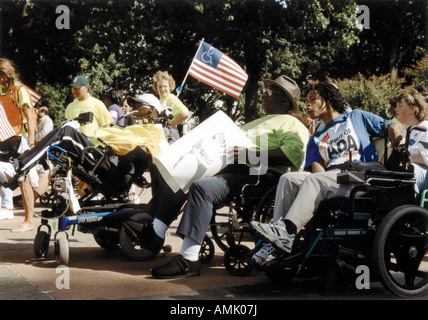 Group of people with disabilities participating in the ADAPT March Stock Photo