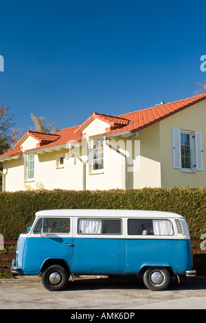 Blue Volkswagen Type 2 camper van with Uruguay number plate in traffic ...