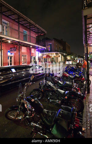 Peter Street at Night, Off Bourbon Street, French Quarter, New Orleans, Lousiana, USA Stock Photo