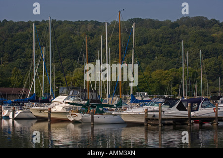 Boats on Cayuga Lake in Ithaca - New York - USA Stock Photo