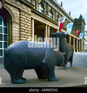 bull and bear, Stock Exchange Frankfurt, Germany Stock Photo