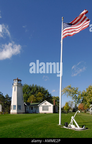 White Rock Lighthouse located at White Rock Michigan MI Stock Photo