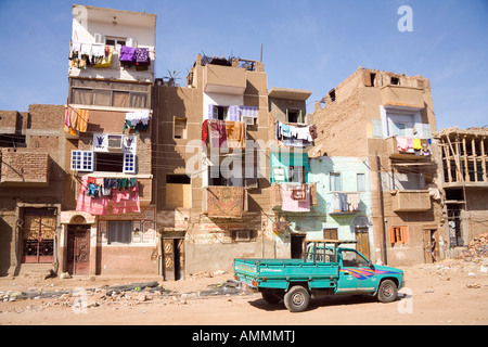 Apartments in back streets of Luxor Egypt Stock Photo