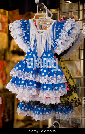 Shop Display with Childrens Flamenco Dresses Cordoba Andalucia Spain Stock Photo