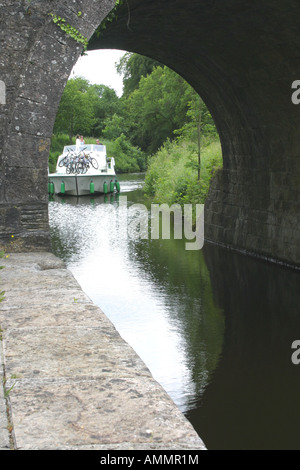 Pleasure cruiser on the Lough Allen canal near Drumshanbo, County Leitrim, Republic of Ireland Stock Photo