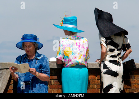 High society women at horse races, Royal Ascot, Great Britain Stock Photo