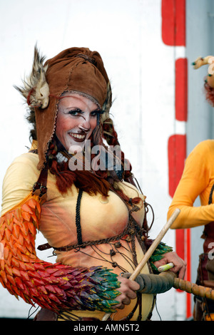 Street Performer at Battle of Flowers Parade St Helier Jersey Channel Islands Stock Photo