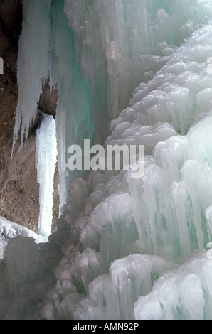 Wildcat Falls frozen in winter, Starved Rock State Park, Illinois USA Stock Photo