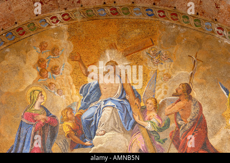 Venice, Italy. Saint Marks Basilica ( san Marco). Mosaic on Saint Marks Basilica Ascension of Christ. Stock Photo