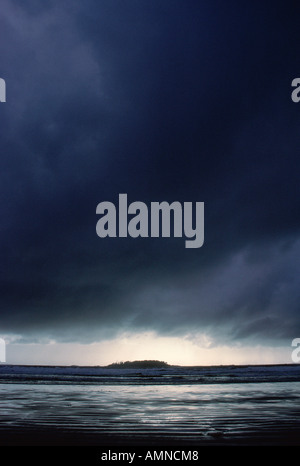 Stormy Sky Over Ocean Beach, Pacific Rim National Park, British Columbia, Canada Stock Photo