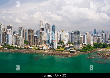 Apartment Buildings along the Bay of Panama, Panama Stock Photo