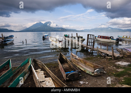 Fishing Boats, Lake Atitlan, Santa Catarina Palopo, Guatemala Stock Photo