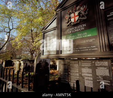 Bunhill Fields cemetery, City road, London. Stock Photo