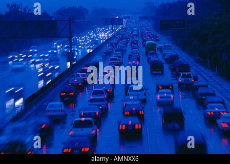 Traffic Jam on Highway, Los Angeles, California, USA Stock Photo