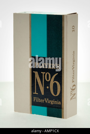 no 6 cigarettes Vintage No.6 Virginia 10 empty cigarette packet written on Players no 6 cigarettes hi-res