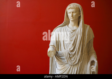 The statue of Augustus dressed as Pontifex Maximus, Palazzo Massimo alle Terme, National Museum of Rome, Italy Stock Photo