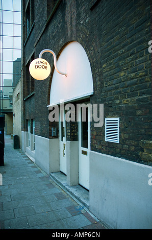 Stage door and lit lamp over Stock Photo