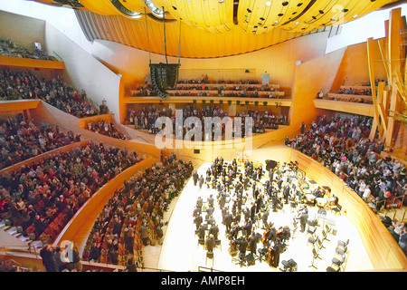 Digitally altered view of the Los Angeles Philharmonic orchestra performing at the new Disney Concert Hall Stock Photo