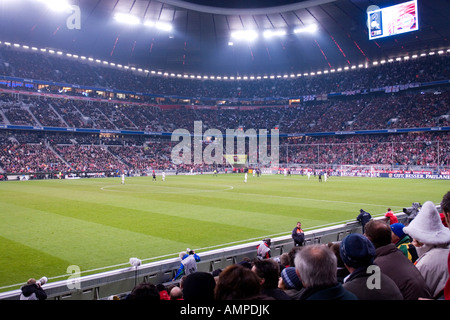 Germany Bavaria Munich The football stadion Allianz Arena at night game for the UEFA Pokal at 08 11 2007 FC Bayern Muenchen Stock Photo