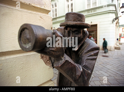 Cameraman statue in Bratislava Slovakia Stock Photo