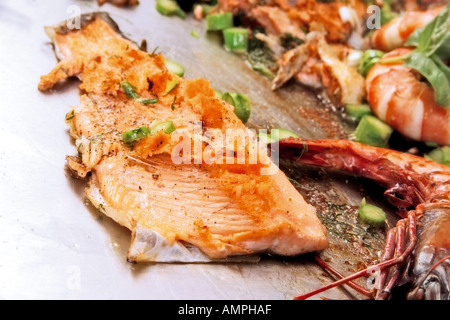 Grilled salmon Stock Photo