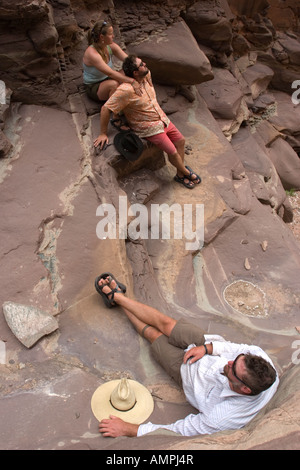 Hiking and relaxing in a side canyon of the Colorado River MR Stock Photo