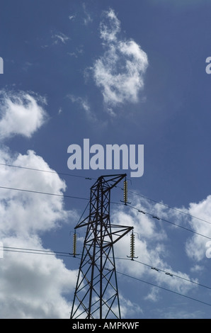 Pylon with blue sky and clouds in the background Stock Photo - Alamy