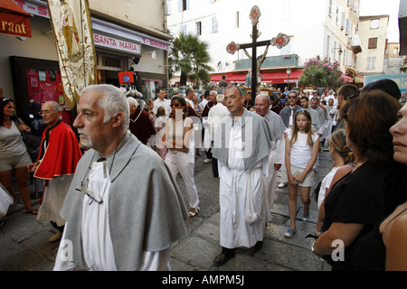 Catholic procession, Calvi, Corsica, France Stock Photo