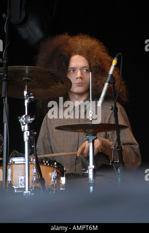 Seb Rochford Jazz drummer Sebastian Seb Rochford of Acoustic Ladyland playing ...