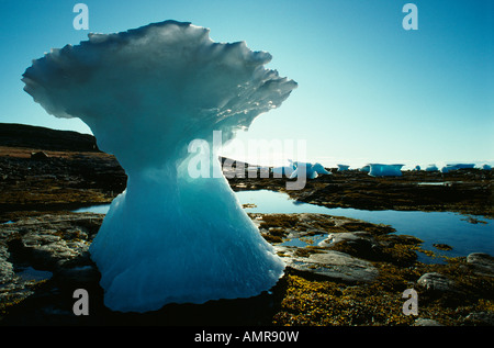 Sea Ice Icebergs Stranded At Low Tide On Kekerten Island Cumberland Sound Nunavut Canada, Stock Photo