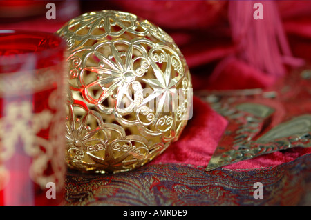 Golden Christmas tree ball, close-up Stock Photo