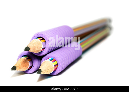 Three colored lead pencils Stock Photo